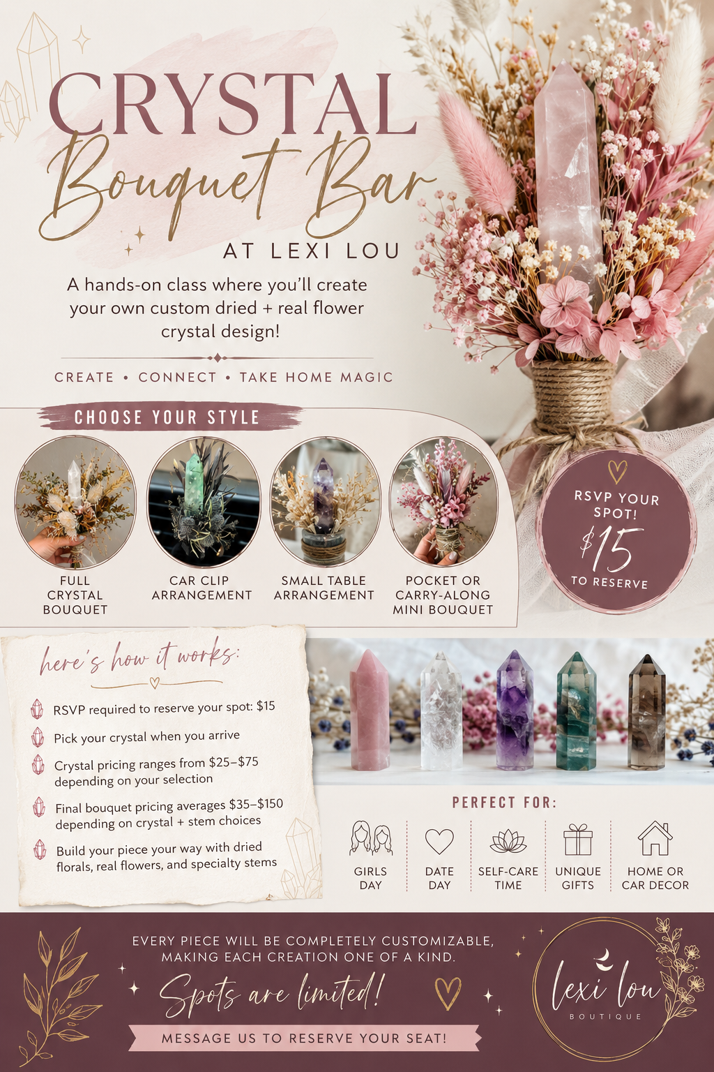 Crystal Bouquet Bar (Oct 3rd) 10am-3pm