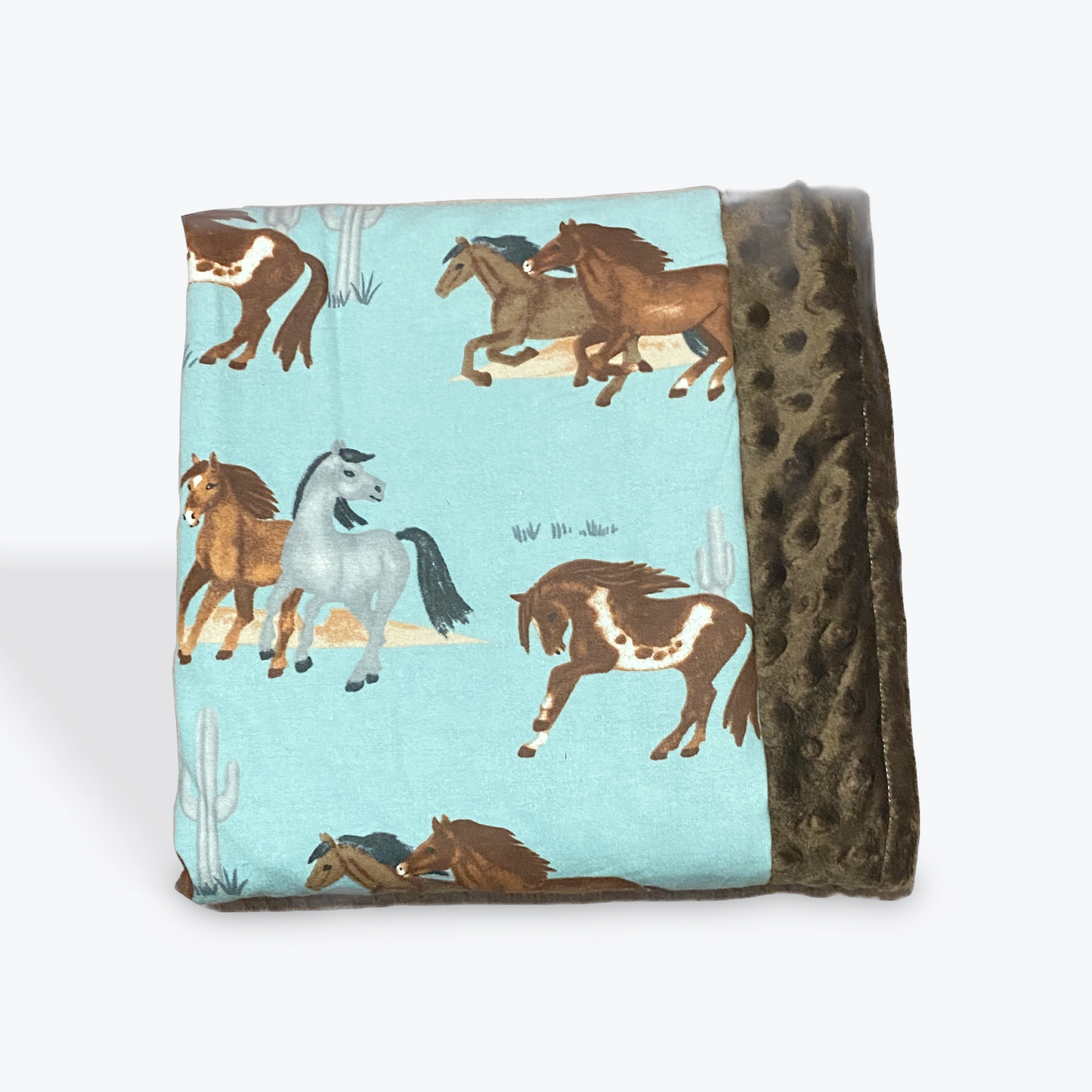 Horses on Blue - Brown - Medium Blanket (3037)