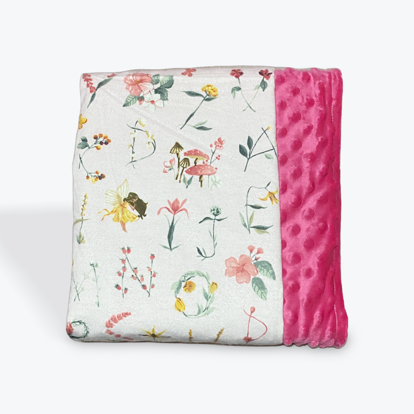 Floral Letters - Hot Pink - Medium Blanket (3036)