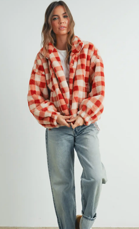 Plaid Fall Jacket in Rust